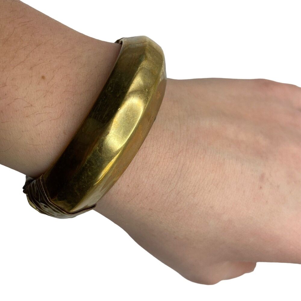 Brass Horn Clamper Bracelet Bangle Carol For Eva Graham Vintage Uncleaned Women View 3